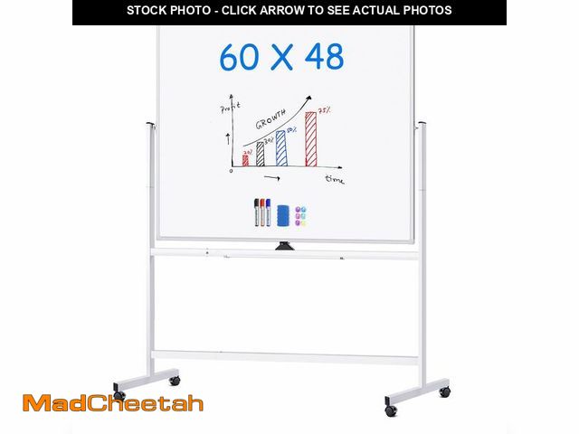 Lot 74-13654149 - maxtek Rolling Whiteboard 60x48, Large Double-Sided White Board Dry Erase on Wheels, Giant Magnetic ...