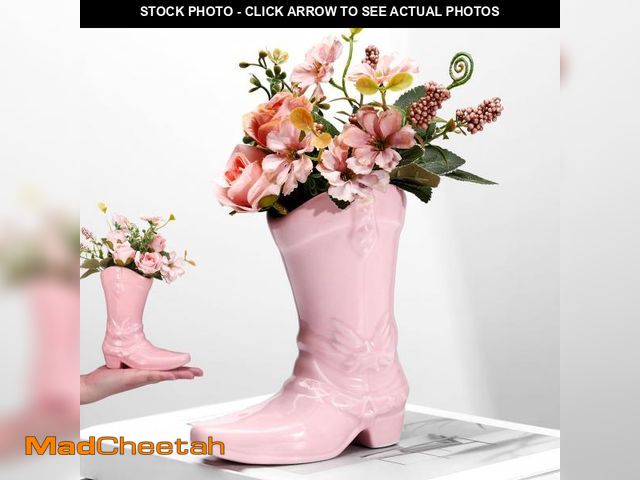 Lot 74-12305258 - CroBlissful Cowgirl Boot Vase for Book Shelf Ceramic Cowboy Decoration Arrangements Nice Western Cou...
