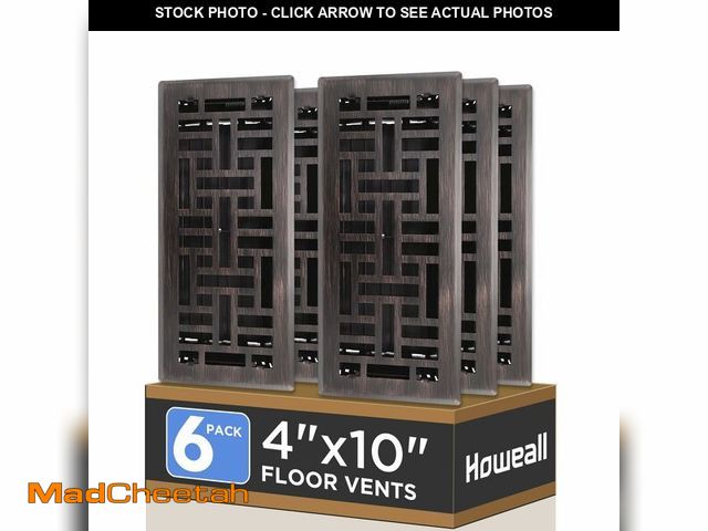 Lot 74-14060463 - Howeall 4x10 Inches 6 Pack Heavy Duty Walkable Floor Register - Easy Adjust Air Supply Lever Decorat...