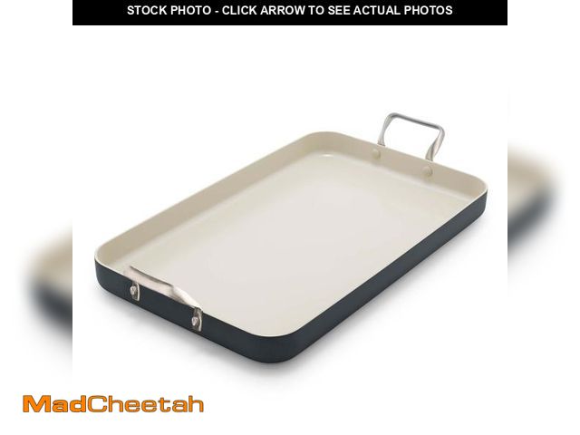 Lot 74-12508418 - (SOME DAMAGE) GreenPan 18" x 11" Double Burner Griddle Pan, Hard Anodized Healthy Ceramic Nonstick P...