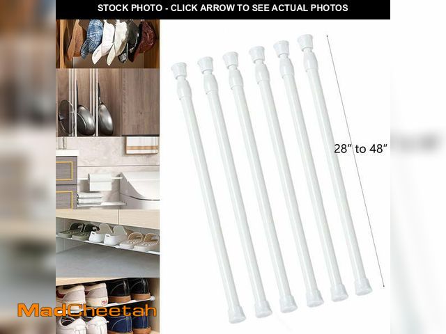 Lot 74-12832534 - 6 Pcs Tension Curtain Rods, Adjustable Shower Curtain Rod, Tension Rods 28"-48" for Window, Closet, ...