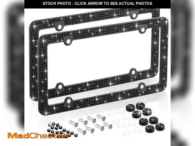 Lot 74-12304241 - Bling Rhinestone License Plate Frames for Women, 4 Row Rhinestone Diamond Metal Stainless Stee Licen...