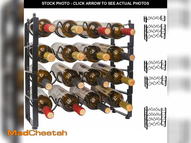 Lot 74-13630950 - TONLEA 4 Tier Wine Bottle Holder, 16 Bottles Wine Storage, Wine Bottle Rack Stackable, Wine Storage ...