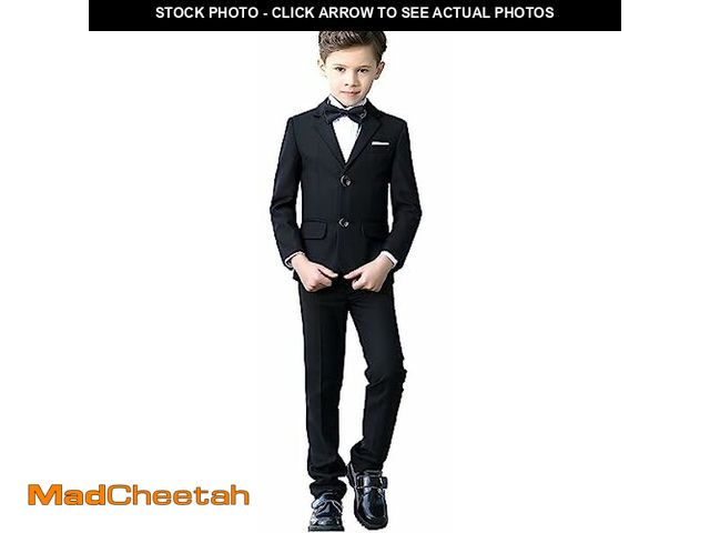 Lot 74-12677482 - YuanLu Boys Suits Colorful Formal 5 Piece Slim Fit Dresswear Kids Tuxedo Suit Set (Black, 5) - USED