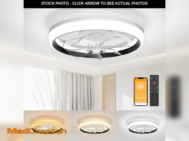 Lot 74-12779892 - (MISSING HARDWARE) SKVEVN 19" Ceiling Fan with Light - 2 Colors Lighting, 6 Wind Speeds, Ceiling Fan...