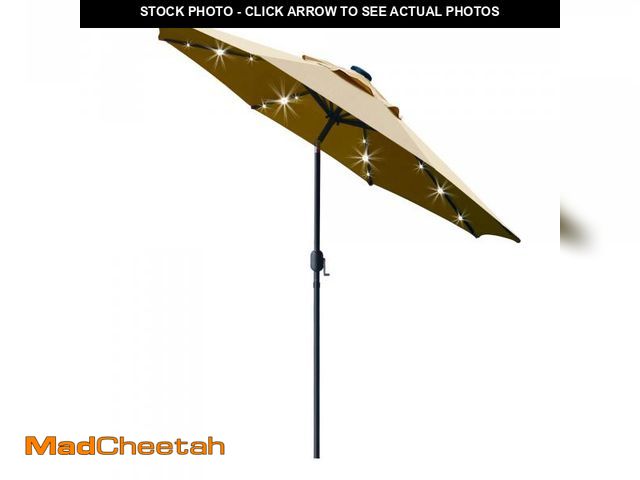 Lot 74-12523539 - Sunnyglade 9' Solar LED Lighted Patio Umbrella with 8 Ribs/Tilt Adjustment and Crank Lift System (Li...