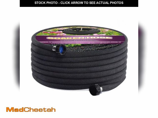 Lot 74-14272237 - Short Soaker Hose 25ft -5/8 Round Rubber Garden Soaker Hoses, Heavy Duty Irrigation Drip Hose, Durab...