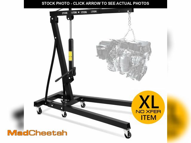 Lot 74-13791133 - Garvee 2 Ton Engine Hoist, 4400 Lbs Folding Hydraulic Cherry Picker, Heavy-Duty Shop Crane with 6 Ca...