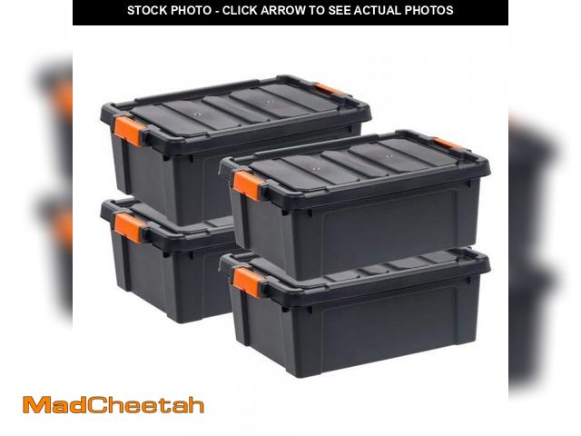 Lot 74-12463748 - IRIS 12 gal. Heavy-Duty Stackable Storage Tote (Set of 4) - UNUSED