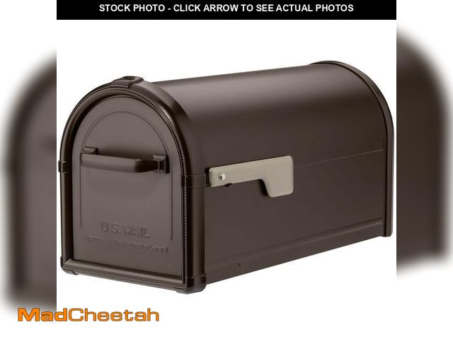 Lot 74-14279831 - Architectural Mailboxes Hillsborough Rubbed Bronze, Large, Steel, Post Mount Mailbox with Silver Fla...