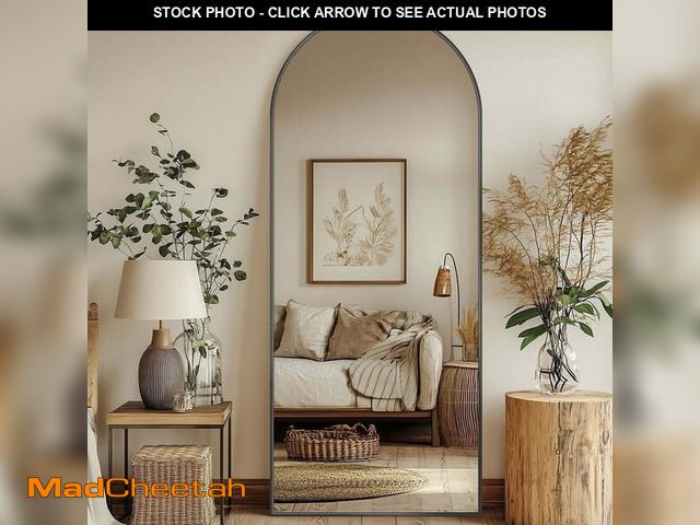 Lot 74-14086991 - Antok 58"x 18.2" Arched Full Length Mirror Standing Floor Mirror Stand Up Mirror, Black Frame - UNUS...
