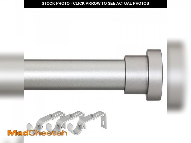 Lot 74-12048140 - Briofox Silver Curtain Rods for Windows 72 to 144 Inch, 1 Inch Heavy Duty Adjustable Curtain Rod Wit...