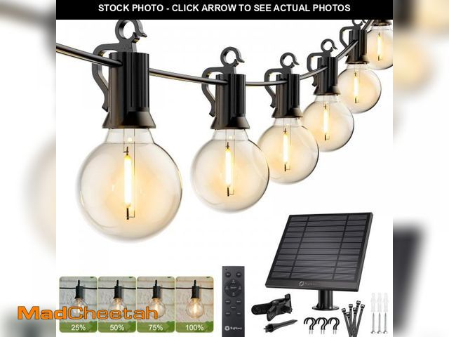 Lot 74-12433935 - Brightown 58FT Solar String Lights Outdoor with Remote Cable Ties and Hooks, Commercial Grade Patio ...