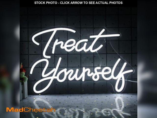 Lot 74-12122222 - Treat Yourself Neon Signs White Led Sign for Bedroom Wall Letter Neon Lights Wedding Signs Neon Room...