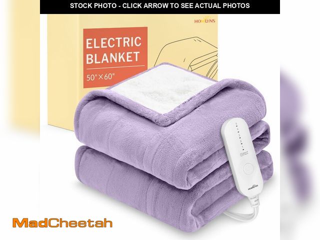 Lot 74-13521770 - HOMLYNS LuxeHeat Heated Blanket Electric Blanket Soft Flannel Sherpa Heated Throw Heating Blanket wi...