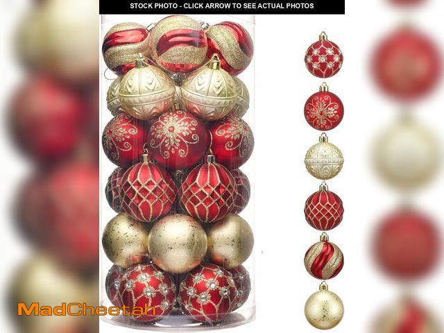 Lot 74-12357682 - Valery Madelyn Christmas Ornaments Set, 30ct 2.36 Inches Red and Gold Shatterproof Christmas Tree De...