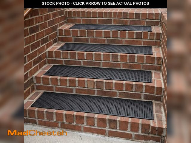 Lot 74-14348944 - Ottomanson Outdoor Rubber Stair Treads - Dots Heavy-Duty Non-Slip Stair Mats - Best Grip on Concrete...