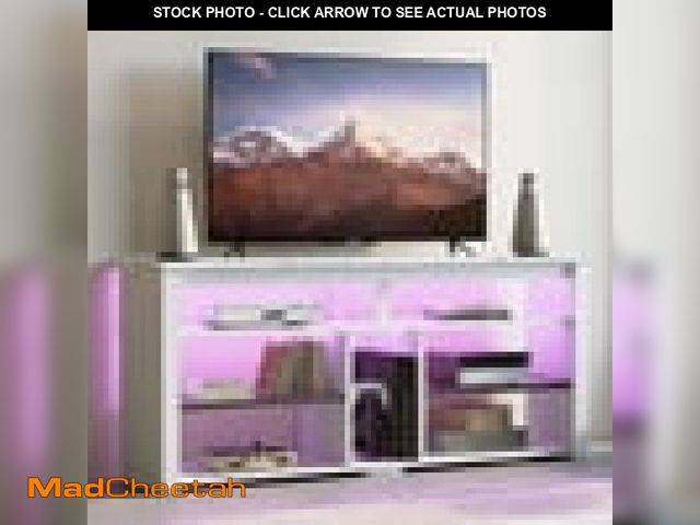 Lot 74-12481632 - Bestier LED Tall TV Stand For 55/60/65 Inch TVs Modern TV Console With Storage Media TV Console Shel...