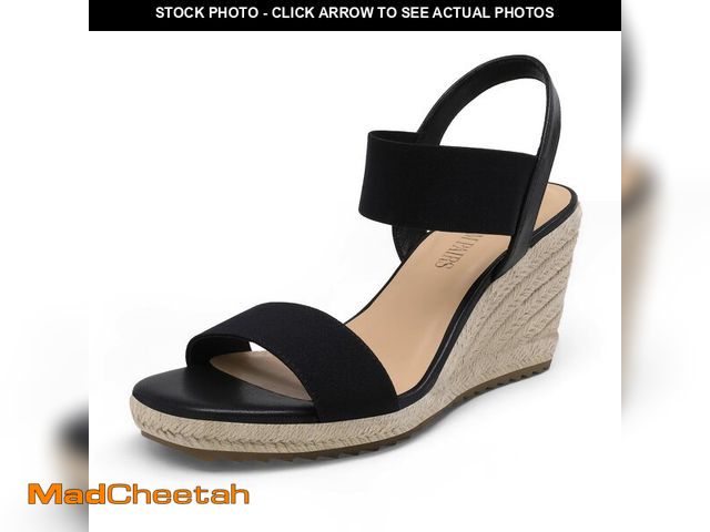 Lot 74-14296365 - DREAM PAIRS Womens Open Toe Espadrilles Dressy Platform Sandals Slip on Elastic Ankle Strap Wedges S...