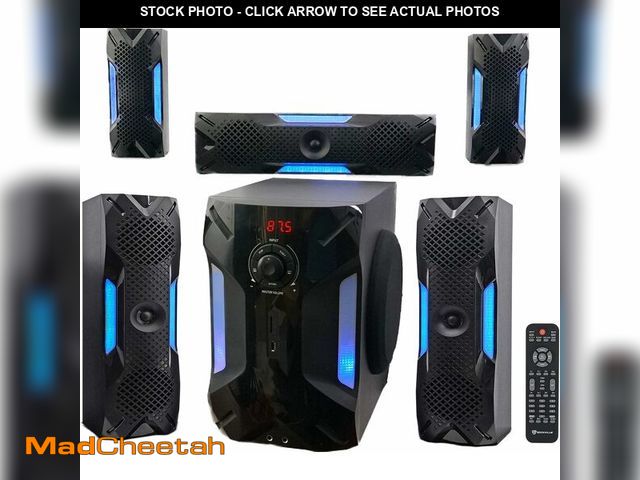Lot 74-14591452 - Rockville HTS56 5.1-Channel Bluetooth Home Theater System, 8" Subwoofer - USED