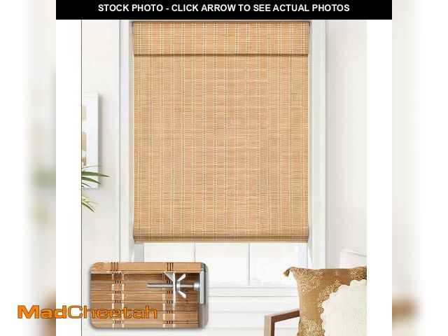 Lot 74-14324492 - LazBlinds No Tools No Drill Cordless Bamboo Roman Shades, Light Filtering Window Treatment, Roll Up ...