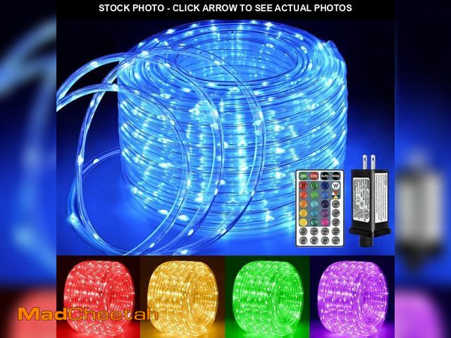 Lot 74-12677165 - (MISSING REMOTE) Ollny Rope Lights Outdoor Color Changing, 33FT 100 LED Waterproof Plug in Outdoor S...