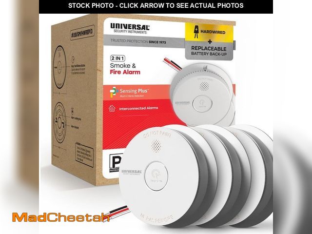 Lot 74-12557707 - Universal Security Instruments (3-Pack) Hardwired and 1-Year Replaceable Battery Backup Smoke Detect...