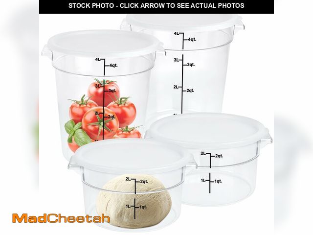Lot 74-13545930 - Milkary 4Pcs Food Storage Container with Lids, Clear Round Dough Proofing Container, Commercial Cont...