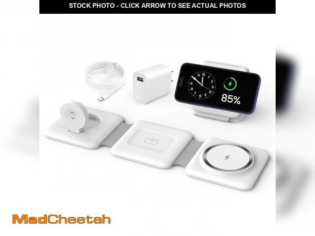 Lot 74-12304819 - Charging Station for Apple Multiple Devices - 3 in 1 Foldable Magnetic Wireless Charger Dock - Trave...