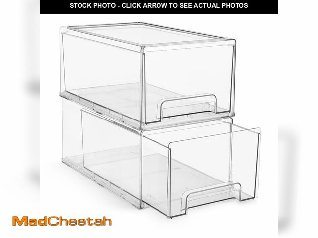 Lot 74-14064803 - Sorbus Large Clear Stackable Storage Drawers Ã¢â¬â 2-Pack Plastic Organizer Bins with Handles Ã¢â...