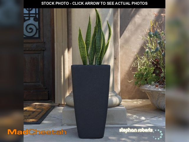 Lot 74-12156264 - Stephan Roberts Tall 22   Planters with Drainage Holes Set of 2  Black - UNUSED