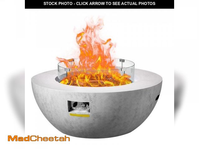Lot 74-12147801 - (MISSING GLASS CLAMP,WINDSHEILD GLASS,STONES) VEVOR Propane Fire Pit Outdoor Concrete Gas Fire Pit 3...