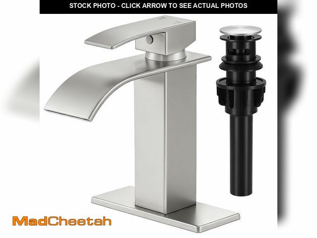 Lot 74-14149966 - LUFG Bathroom Faucets Brushed Nickel Waterfall Bathroom Sink Faucet Modern Single Handle Bathroom Fa...