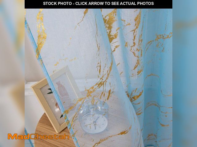 Lot 74-12717527 - Sutuo Home Marble Sheer Curtains 84 Inch Length 2 Panels Set, Gold Print Metallic Bronzing, Privacy ...