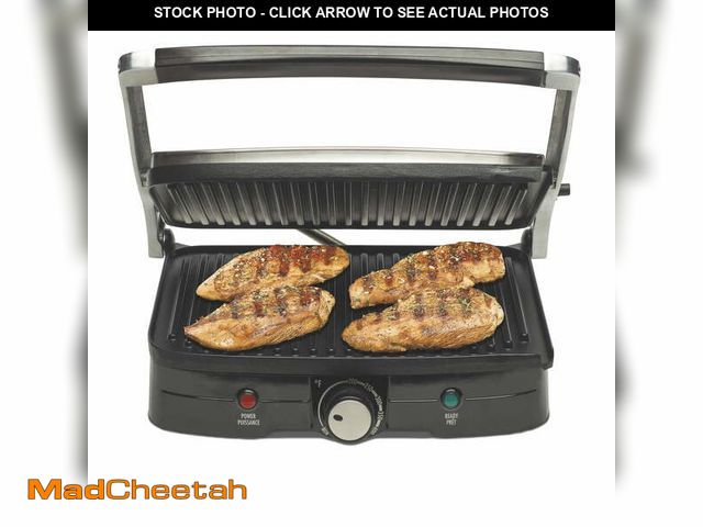 Lot 74-12887524 - Hamilton Beach 2-in-1 Electric Indoor Grill and Panini Press with Nonstick Plates, Stainless Steel -...