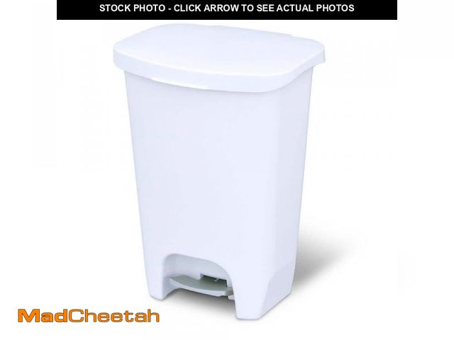 Lot 74-12424711 - Glad 13 Gal. White Step-On Plastic Trash Can with Clorox Odor Protection of The Lid - UNUSED