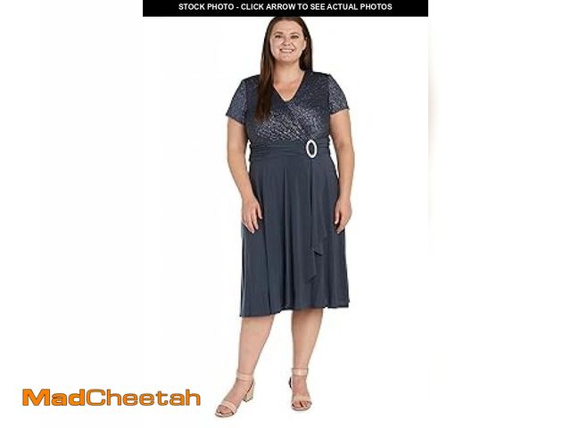 Lot 74-12398298 - R&amp;M Richards Women's Plus Size Sparkling Wrap Dress, Charcoal Size: 22W - UNUSED