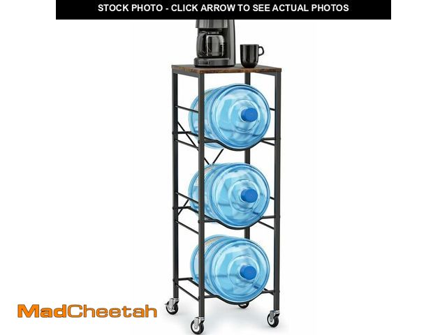 Lot 74-13711518 - 5 Gallon Water Jug Holder - 3-Tier Water Jug Rack with Wheel Reinforced X-Shape Design, 5 Gallon Wat...