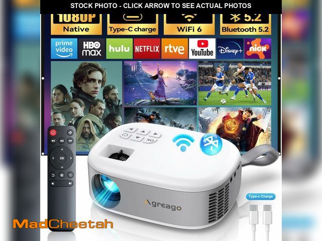 Lot 74-12449405 - 15000 Lumens Outdoor Movie Projector - Native 1080P HD Portable Projector with WiFi 6/Bluetooth 5.2,...