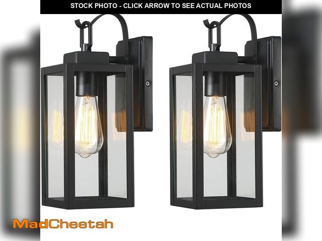 Lot 74-14441833 - Pia Ricco Outdoor Wall Lights, Matte Black Exterior Light Fixture with Clear Glass Shade, Waterproof...