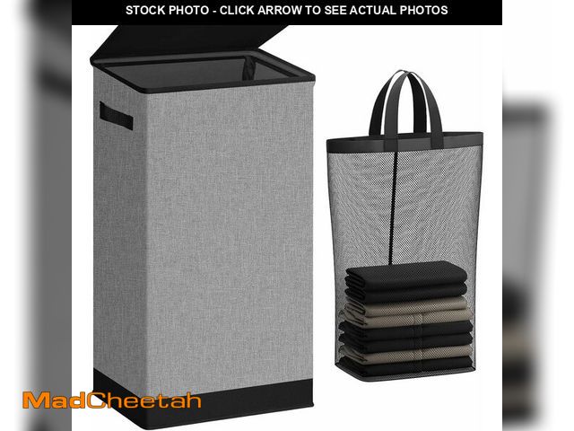 Lot 74-12717244 - SOLEDI Laundry Hamper with Lid 100L Large &amp; Tall Collapsible Laundry Basket, Clothes Hamper with...