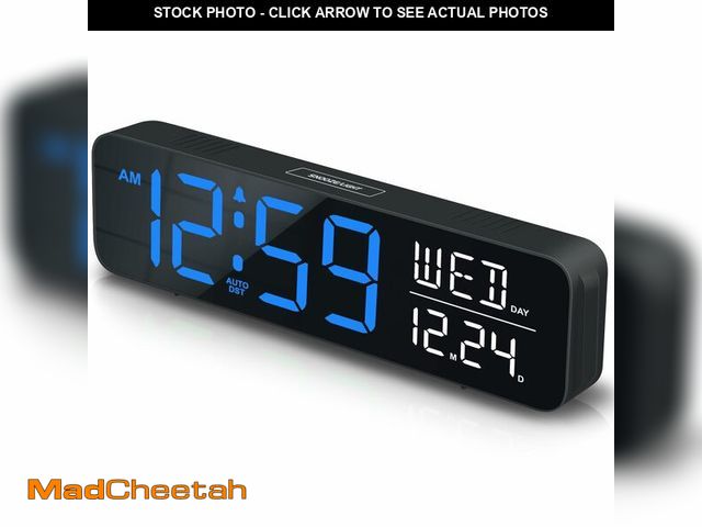 Lot 74-14271095 - Peakeep Large Display Digital Alarm Clock for Bedrooms, Date Day of Week Calendar Desk Table Clocks ...