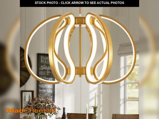 Lot 74-12214395 - CHYING Gold Chandelier Modern Chandeliers for Dining Room Dimmable LED Pendant Light Height Adjustab...