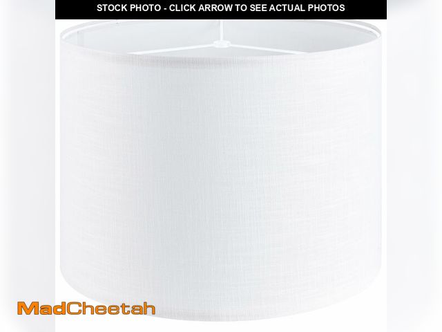 Lot 74-13955946 - White Linen lampshades Large Drum Lamp Shade 16" Top x 16" Bottom x 10" High (Spider) Modern Lamp Sh...