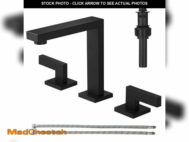 Lot 74-12705417 - RUMOSE 8 inch Widespread Matte Black Bathroom Faucets for Sink 3 Hole Stainless Steel 2 Handle Lavat...