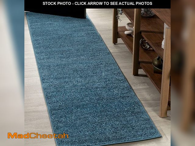 Lot 74-12828992 - JONATHAN Y Haze Solid Low-Pile Turquoise Runner Rug 2x8, Coastal,Bohemian,Minimalist,Classic, Easy-C...