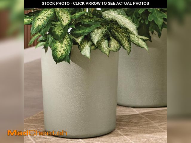 Lot 74-12412414 - 14 in. Clovis Gray Resin Planters - Nested - UNUSED