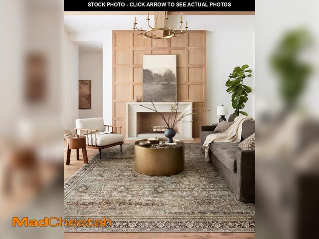 Lot 74-12154079 - Loloi Layla Collection LAY-03 Olive/Charcoal 7'-6" x 9'-6" .13" Thick Area Rug, Soft, Durable, Vinta...