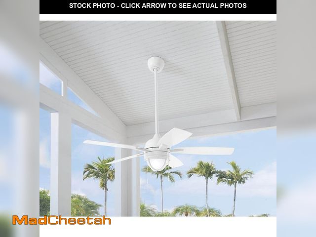 Lot 74-13226043 - Hampton Bay Seaport II 52 in. Indoor/Outdoor Wet Rated Matte White Ceiling Fan with LED Bulbs Includ...