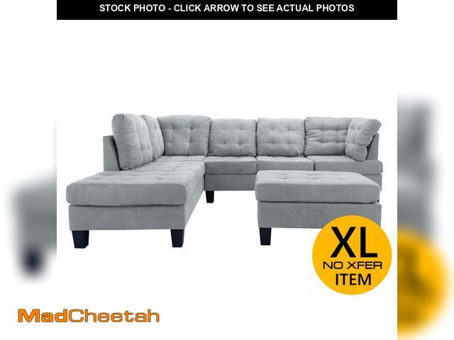 Lot 74-12785252 - Casa Andrea Milano 3 Piece Modern Tufted Micro Suede L Shaped Sectional Sofa Couch with Reversible C...